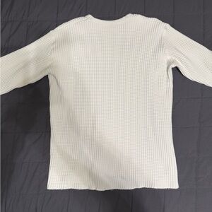 Standard Issue Thermal Waffle Knit Long Sleeve Crewneck – Off White, Size Small
